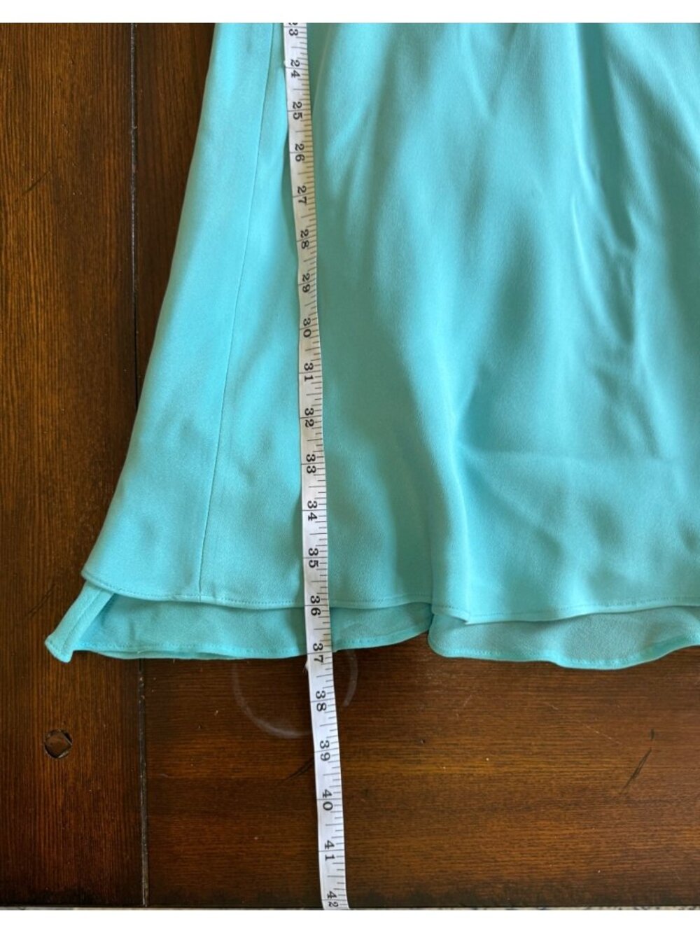 Vintage Jones New York Aqua Dress Slip Silk Vneck Satin Lightweight Short 10 - Picture 9 of 9